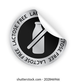 vector white bent sticker with symbol of lactose free