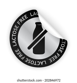 vector white bent sticker with symbol of lactose free