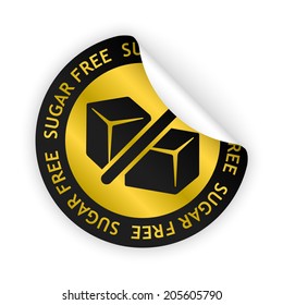 vector white bent sticker with symbol of sugar free