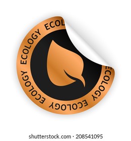 vector white bent sticker with symbol of ecology
