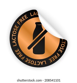 vector white bent sticker with symbol of lactose free