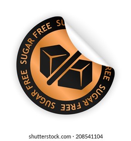 vector white bent sticker with symbol of sugar free
