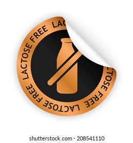 vector white bent sticker with symbol of lactose free