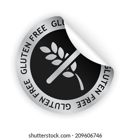vector white bent sticker with symbol of gluten free