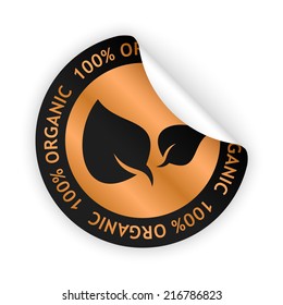vector white bent sticker with symbol of organic
