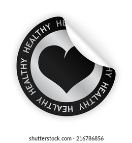 vector white bent sticker with symbol of healthy product