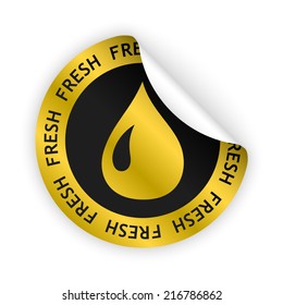 vector white bent sticker with symbol of fresh product