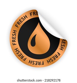 vector white bent sticker with symbol of fresh product