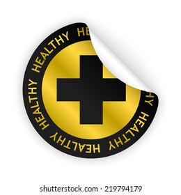 vector white bent sticker with symbol of healthy product