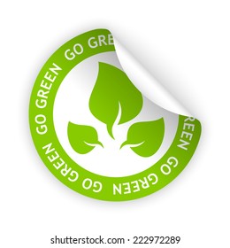 vector white bent sticker with symbol of go green