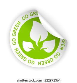 vector white bent sticker with symbol of go green