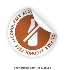 vector white bent sticker with symbol of alcohol free