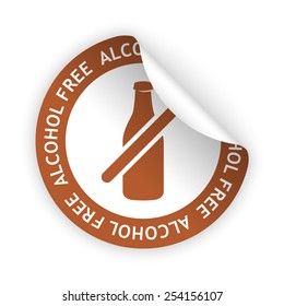 vector white bent sticker with symbol of alcohol free