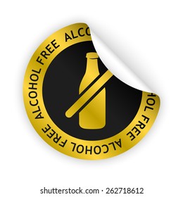 vector white bent sticker with symbol of alcohol free