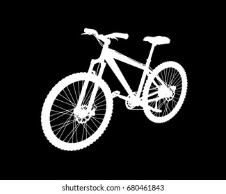 Vector white bicycle on a black background.