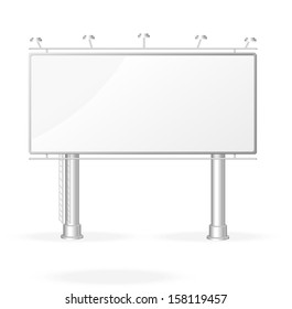 Vector white billboard screen template, isolated 