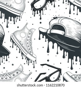 Vector White and Black Accessories Seamless Pattern