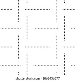 Vector white black dots lines seamless pattern