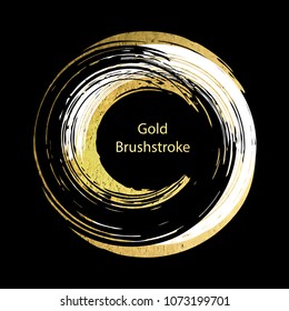 Vector white, black and gold brushstroke. Design templates for brochures, flyers, typographic emblems, logo, banners. Golden painting abstract modern background.