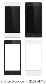 Vector White and Black Mobile SmartPhones Set