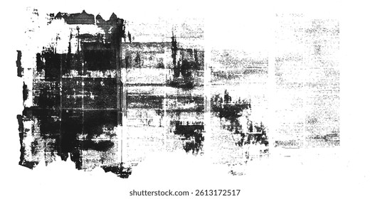Vector white and black newspaper paper grunge vintage old aged texture. Vintage grunge newspaper collage background. Newspaper with old grunge vintage unreadable paper texture background.