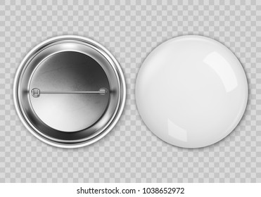 Vector white blank badging round button badge isolated on transparent background