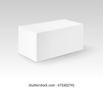 Vector White Blank Cardboard Rectangle Take Away Box Packaging For Sandwich, Food, Gift, Other Products Mock up Close up Isolated on White Background