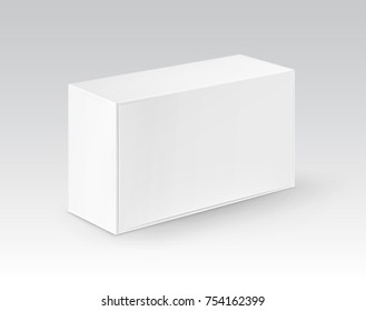 Vector White Blank Cardboard Rectangle Take Away Box Packaging For Sandwich, Food, Gift, Other Products Mock up Close up Isolated on White Background