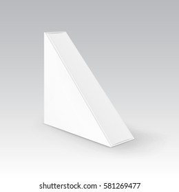 Vector White Blank Cardboard Triangle Take Away Box Packaging For Sandwich, Food, Gift, Other Products Mock up Close up Isolated on White Background