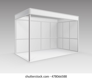 Vector White Blank Indoor Trade exhibition Booth Standard Stand for Presentation in Perspective Isolated on Background