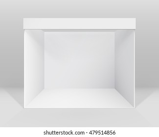 Vector White Blank Indoor Trade exhibition Booth Standard Stand for Presentation Isolated with Background