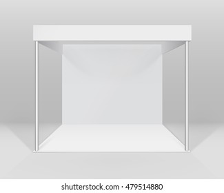 Vector White Blank Indoor Trade exhibition Booth Standard Stand for Presentation Isolated with Background