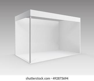 Vector White Blank Indoor Trade exhibition Booth Standard Stand for Presentation in Perspective Isolated on Background