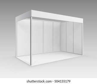 Vector White Blank Indoor Trade exhibition Booth Standard Stand for Presentation in Perspective Isolated on Background