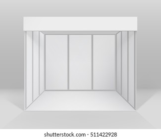 Vector White Blank Indoor Trade Exhibition Booth Standard Stand For Presentation Isolated With Background