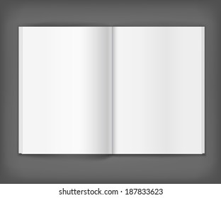 Vector White Blank Magazine Spread On Grey Background. Template For Your Design