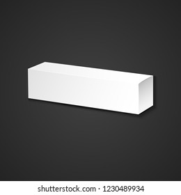 vector white blank mock up paper low square horizontal package cardboard box illustration. realistic with shadow template design isolated on dark background.
