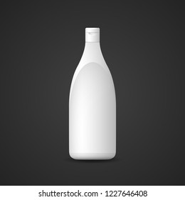 vector white blank mock up plane plastic cosmetic vertical bottle package with dispenser dropper cap realistic illustration with shadow template design isolated on dark background