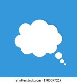 Image vectorielle bulle de parole blanche en papier vierge sur fond bleu. Forme du nuage de ballon. Modèle pour votre conception.