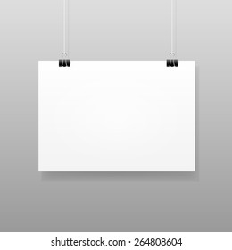 Vector White Blank Paper Wall Poster Mockup Template Frame Design