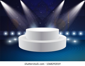Vector White Blank Trade Exhibition Pop Up Stand for Presentation with Promotion Counter Table On Abstract Background