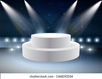 Vector White Blank Trade Exhibition Pop Up Stand for Presentation with Promotion Counter Table On Abstract Background