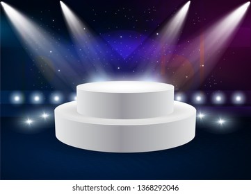 Vector White Blank Trade Exhibition Pop Up Stand for Presentation with Promotion Counter Table On Abstract Background