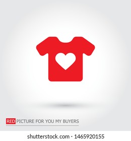 Vector White Blank Tshirt heart Icon Symbol . 