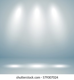 Vector of white blue empty studio room background with light, template mock up for display of content or product