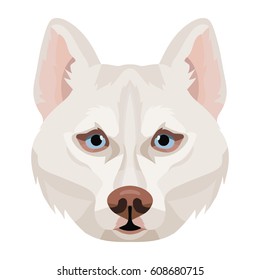 Vector white blue eyed husky portrait dog face domestic animal pet symbol of 2018 year