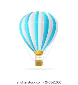 Vector white and blue hot air ballon isolated