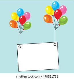 Vector of White board with colorful balloons 