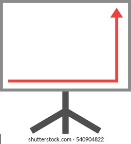 Vector white board with red arrow pointing right down and up.