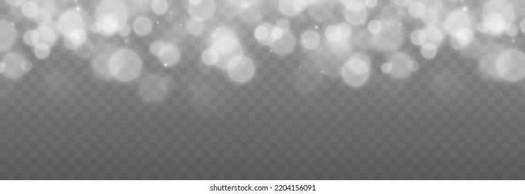 Vector white bokeh on isolated transparent background. Magic blur png. Light movement PNG.